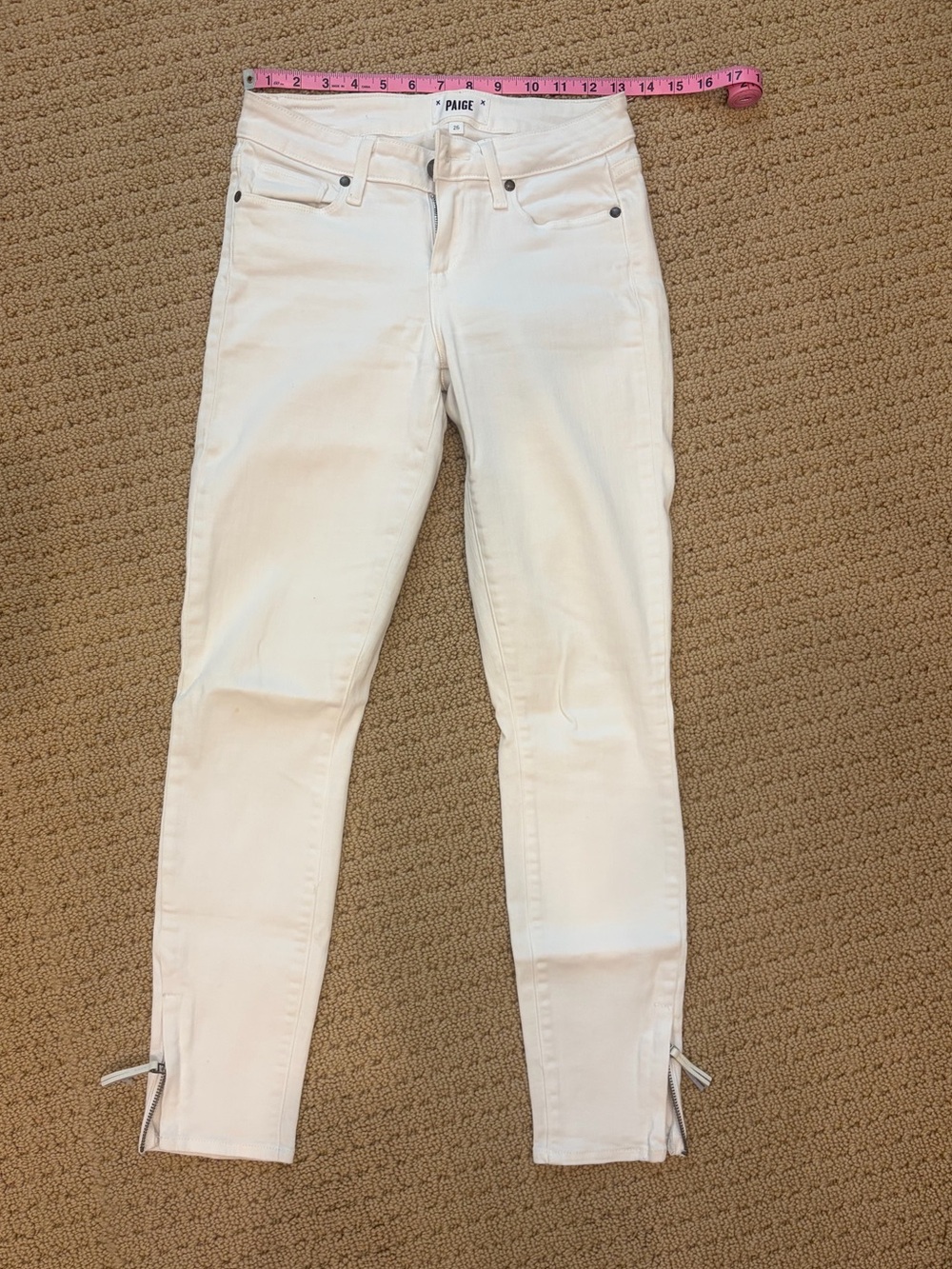 PAIGE White Skinny Zip-Hem Women's Jeans (Size 26)